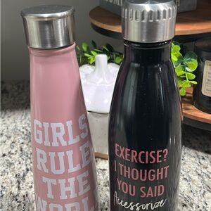 Victoria's Secret Pink and Black Water Bottles